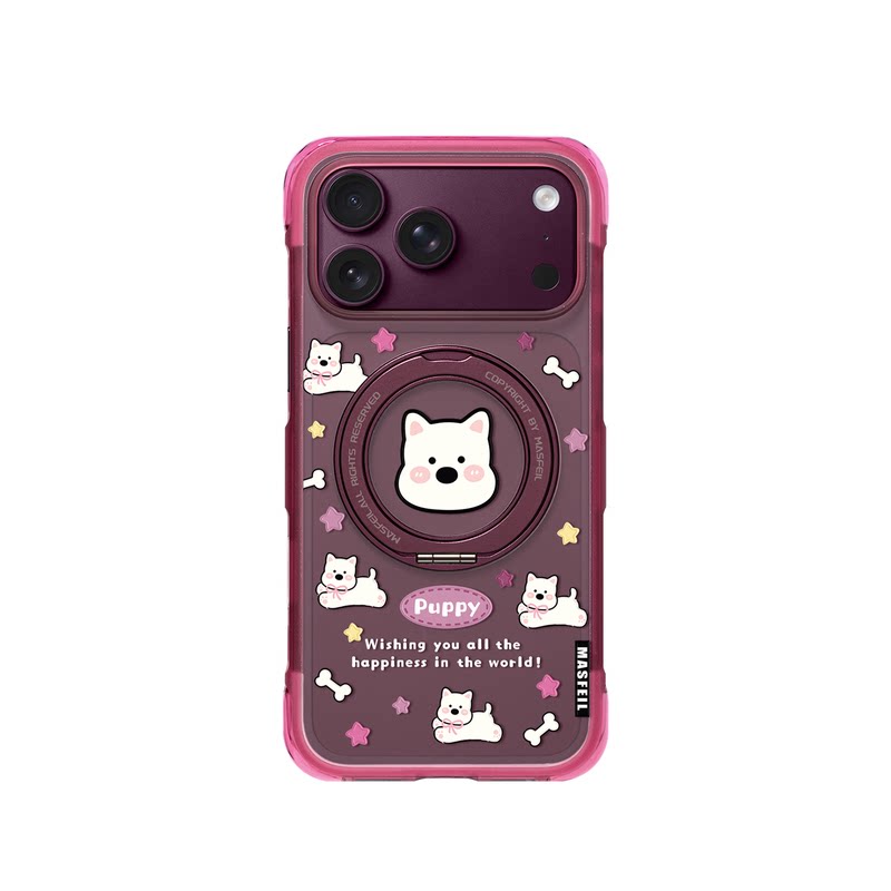 MASFEIL× 可爱西高地适用iPhone18Promax手机壳新款ip18磁吸带支架Go5苹果17Pro保护套支点气囊高级感17pm女