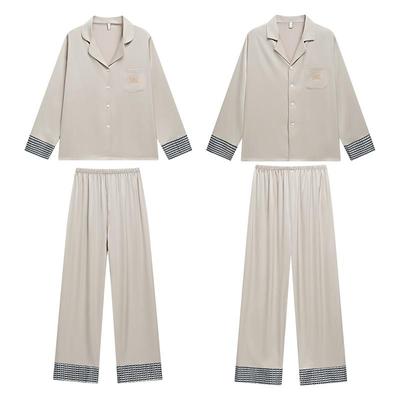 情侣冰丝长袖睡衣套装