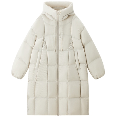 【火山岩】乐町中长款面包羽绒服女装2025冬季新款泡芙连帽外套*