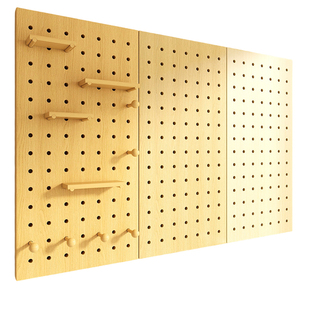 实木洞洞板置物架定制入户玄关墙面上客厅造型墙挂板配件展示架子