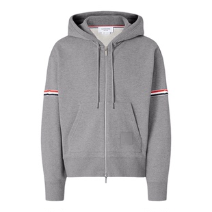 [24期免息][早春新品]THOM BROWNE男士罗缎饰拉链连帽卫衣外套