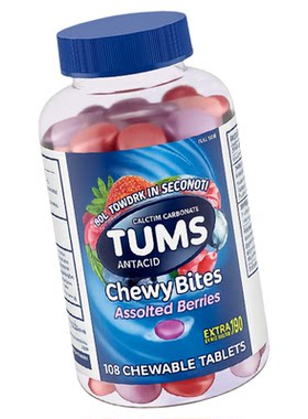 美国进口 TUMS 浆果味咀嚼抗胃酸软片108粒 孕妇老人防胃酸钙片