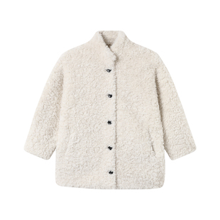 初煦女童冬装羊羔毛皮草外套洋气儿童皮毛一体童装25新款毛呢大衣