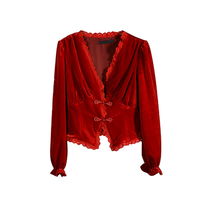 酒红色丝绒套装裙春季年会穿搭