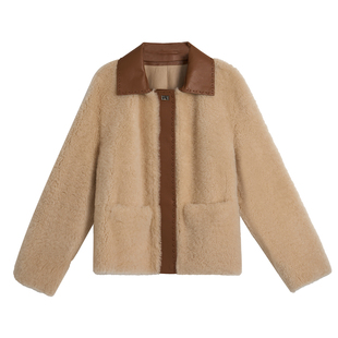 TOFOD 玛德琳 baby直毛LACON小拉贡皮草 外缝皮毛一体外套短大衣