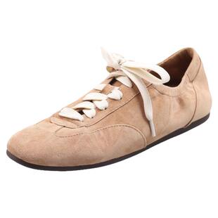 HUSSLOVE 羊皮·跟高1CM·百搭简约休闲磨砂皮平底系带运动德训鞋