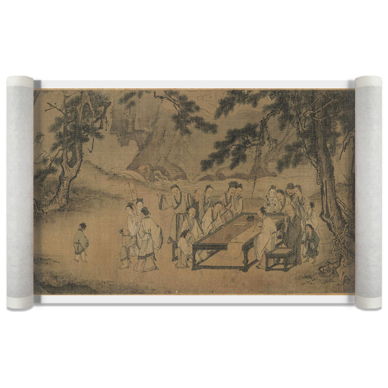 南宋 马远 西园雅集图（春游赋诗）国画仿古手卷复制人物装饰画