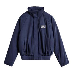 马登工装美式海军蓝色立领棉服加厚保暖短款插肩袖夹克外套男秋冬