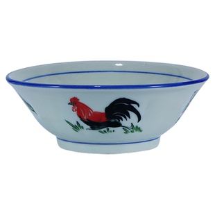 釉下彩怀旧青瓷蓝边高脚防烫公鸡碗民国特色复古鸡公碗云吞汤面碗