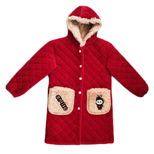 洋气连帽棉服女中长款加绒加厚毛领棉袄外套冬季保暖棉衣大码显瘦