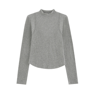 【山南】强推b入内搭 肌理感亲肤莫代尔半高领立体分割打底衫T-72