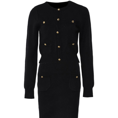 DPLAY纽扣针织衫半裙套装