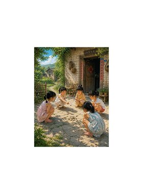 治愈乡村童年孩童风景自粘墙贴田园老屋儿时回忆卧室民宿装饰贴画