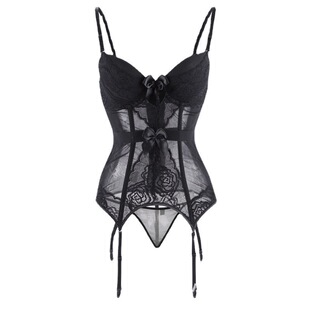 郑大嘻~娇欲陷阱·紫色V领网纱女性感束腰马甲显瘦内衣内搭显胸