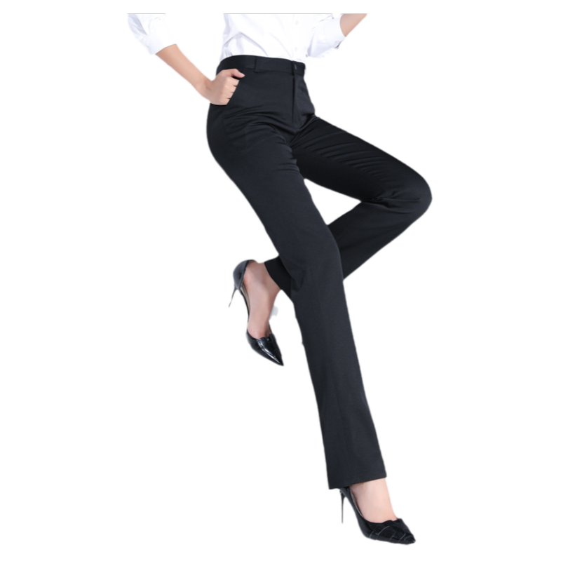 秋冬黑色高腰女西装裤网纹面料