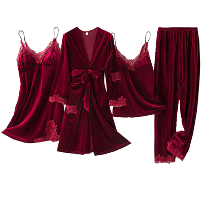 秋冬季金丝绒性感吊带睡裙睡衣