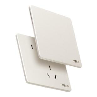 德力西奶油中古风超薄开关插座哑光面板五孔墙壁插座290砂砾白色