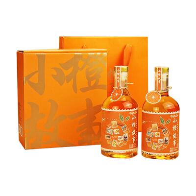 屈姑小橙故事微醺果酒375ml*2瓶礼盒装 10度秭归脐橙发酵女士甜酒