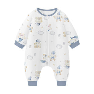 婴儿睡袋冬纯棉加厚儿童连体睡衣宝宝冬季女童男童秋冬防踢被小孩