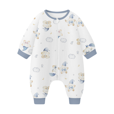 婴儿睡袋纯棉秋冬季加厚连体睡衣