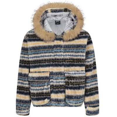 原创复古毛领可拆卸费尔岛棉服潮