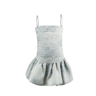 COOLLINE林子熙 半香缇卡 提花面料抹胸连衣裙(附可拆卸调节吊带)