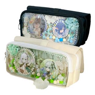 三年二班双面透明痛包笔袋可放吧唧谷子二次元学生大容量文具袋