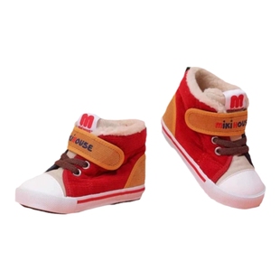 MIKIHOUSE日本制儿童棉鞋宝宝冬季鞋加绒学步男女童棉靴灯芯绒