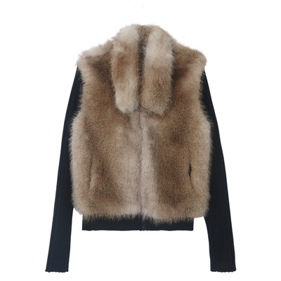 LONSLAN 25AW 12.8  00:00NEW  针织袖拼接假两件毛毛外套