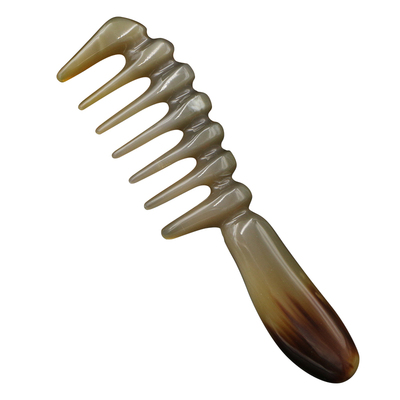 天然白牦牛角梳子大齿梳宽部