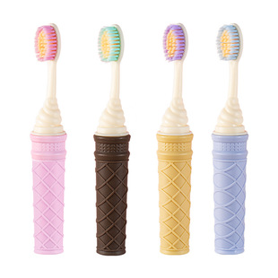 儿童冰淇淋软毛牙刷温和清洁牙齿呵护口腔卫生分体可拆卸便捷携带