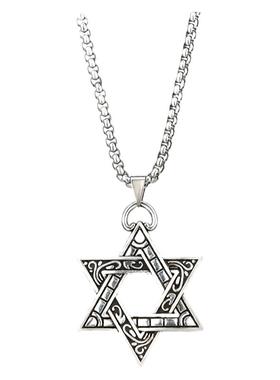 不褪色六芒星青年潮款项链何镂空