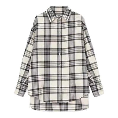 concise-white/简白25SS系列春季女士格纹衬衣外套银泰 301257