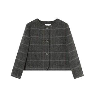 RBIGX瑞比克童装冬季新款复古格子羊毛保暖学院条纹外套