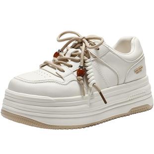 百丽女鞋简约百搭厚底小白鞋商场春新款增高运动休闲板鞋F1D1DAM6