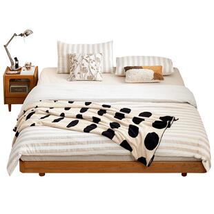 全友家居原木风实木床樱桃木无床头榻榻米小户型卧室家具双人床