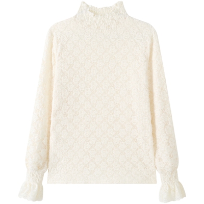 慕兔法式木耳边蕾丝衫