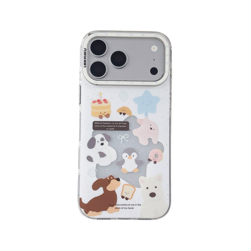 蛋糕动物派对LEKAIKU侧颜适用iphone苹果17promax可爱16pro卡通女生小众包相机AI金属按键磨砂肤感防摔手机壳