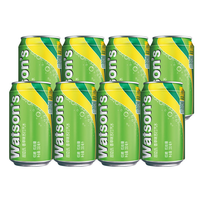 屈臣氏苏打汽水香草味调酒气泡水330ml*8罐碳酸饮料