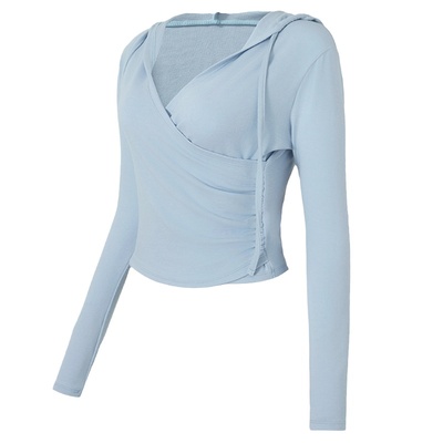 健身女孩长袖女连帽显瘦瑜伽上衣
