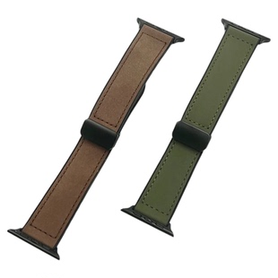 适用苹果表带S11Watchs10疯马皮硅胶磁吸iwatch9表带真皮高级感运动S9手表带女透气S8ultra秋冬男款小众款7se