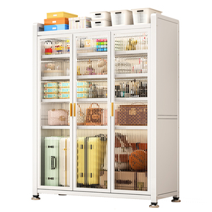 家用钢制阳台收纳柜子防晒防水储物柜一体杂物衣柜落地书柜置物架