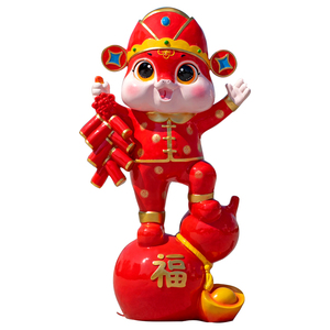 2025新年蛇年雕塑玻璃钢春节小区吉祥物商场美陈喜庆装饰元旦摆件