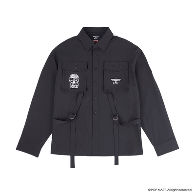 BOYLONDON潮趣口袋时尚百搭长袖春秋男女同款衬衫N21032