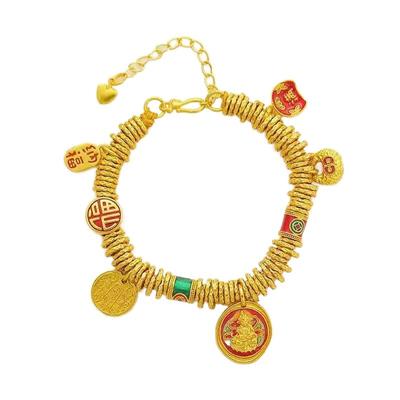 黄财神盘缠手串沙金烧蓝珐琅国风