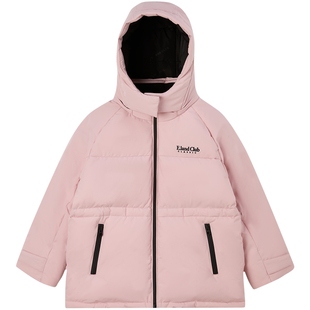 【95羽绒】三防eland kids衣恋童装女童连帽羽绒服冬季保暖外套