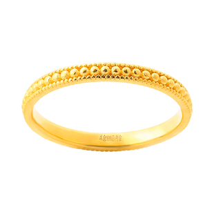 黄金戒指999足金珠珠素圈新款小克重实心闭口按克纯金女送女朋友