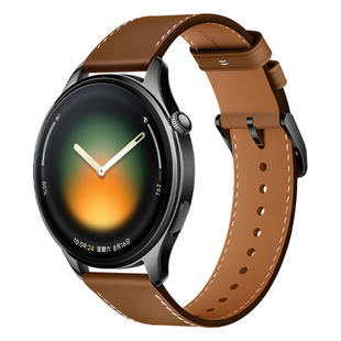 适用小米watch5表带S4sport手表原装同款真皮s4牛皮新款xaiomiS3运动智能S2Pro男士s1pro金棕色华米替换腕带