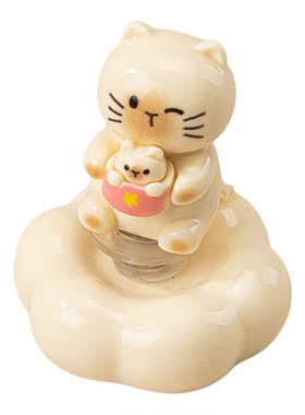 转转乐晴日小猫树脂潮玩DIY饰品