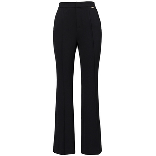 商场同款FF||仿佛春夏季黑色休闲裤女高腰直筒弹力马蹄裤